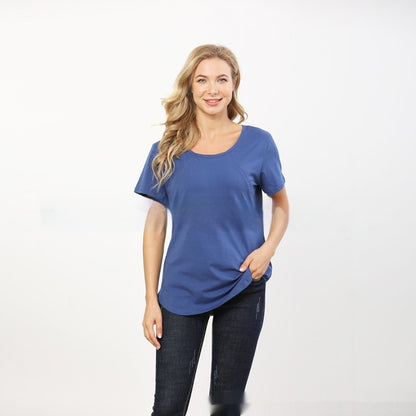 Short Sleeve Zip-Access Nursing T-Shirt – Hidden Zipper Maternity Top