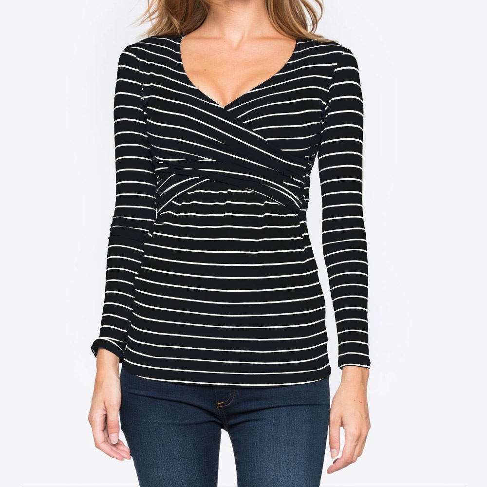 NEW Patterned Long Sleeve Nursing T-Shirt – Printed Maternity Top