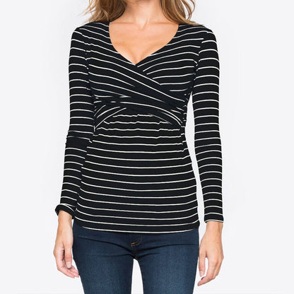 NEW Patterned Long Sleeve Nursing T-Shirt – Printed Maternity Top