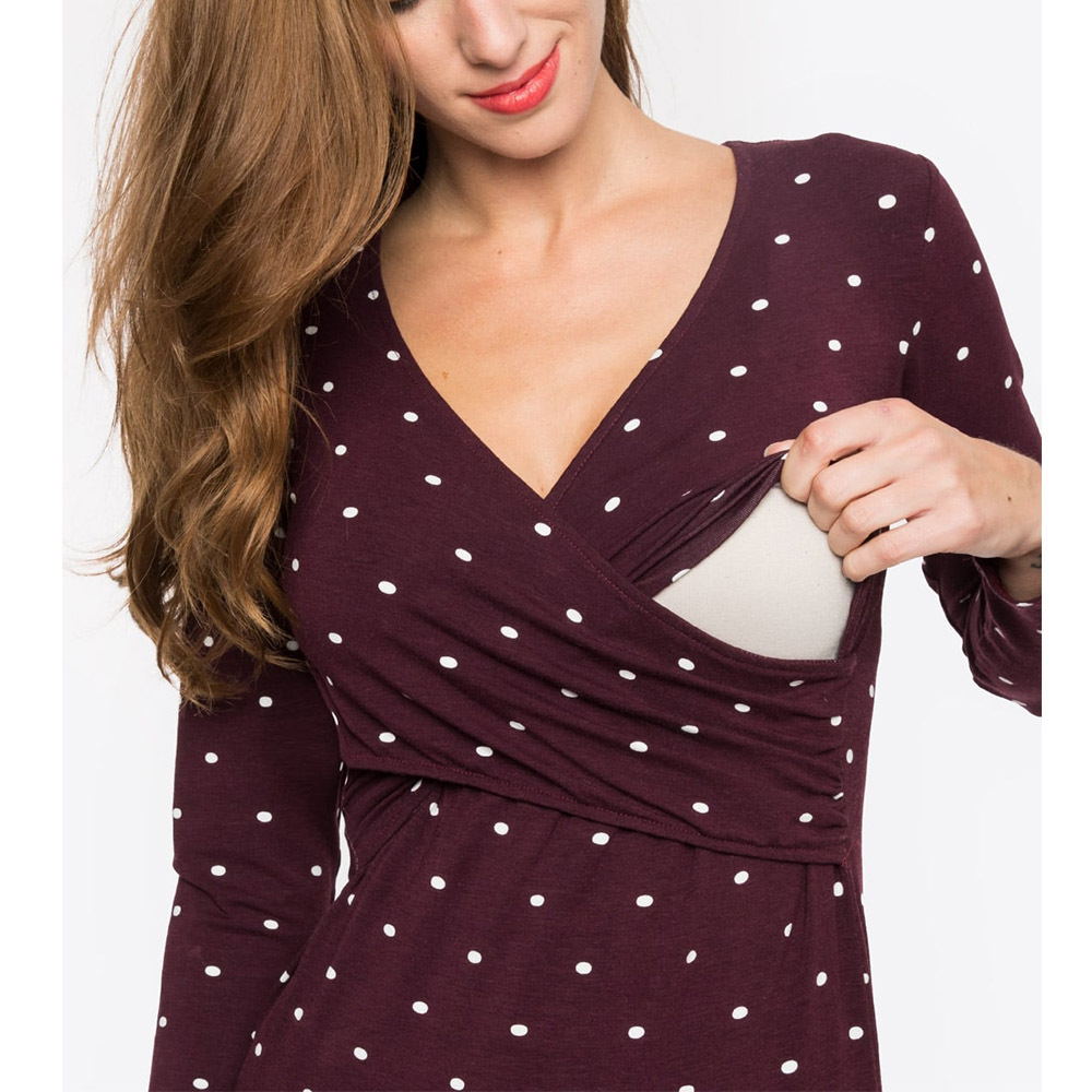 NEW Patterned Long Sleeve Nursing T-Shirt – Printed Maternity Top