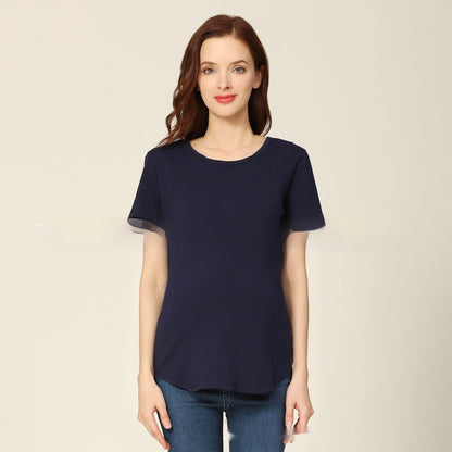 Short Sleeve Zip-Access Nursing T-Shirt – Hidden Zipper Maternity Top
